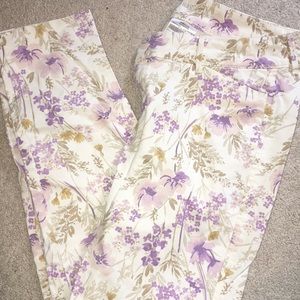 Floral dress pants, barely worn, crop length
